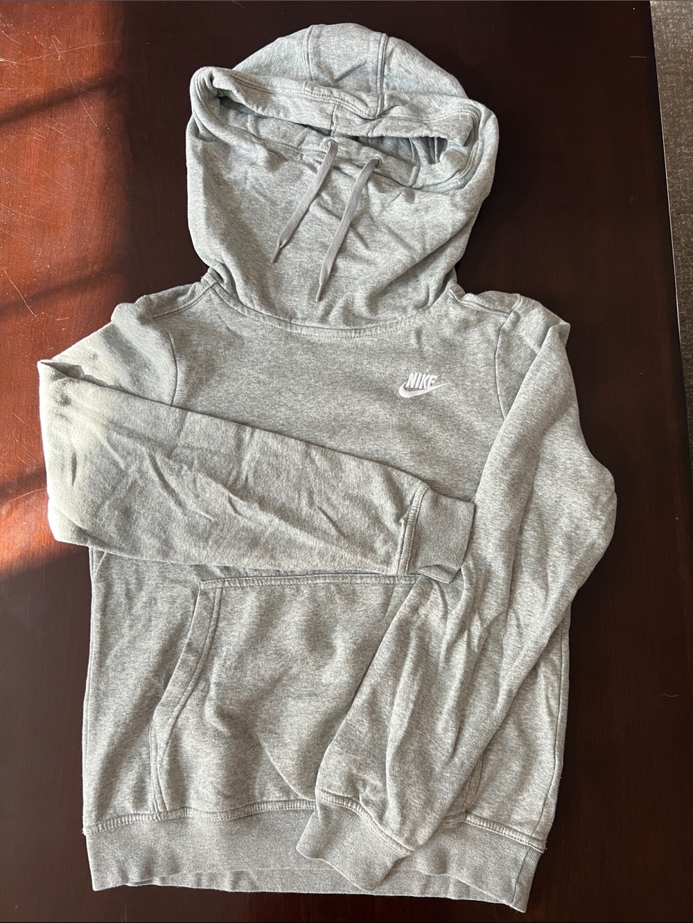 Nike Light Grey Pullover Hoodie with White Swoosh